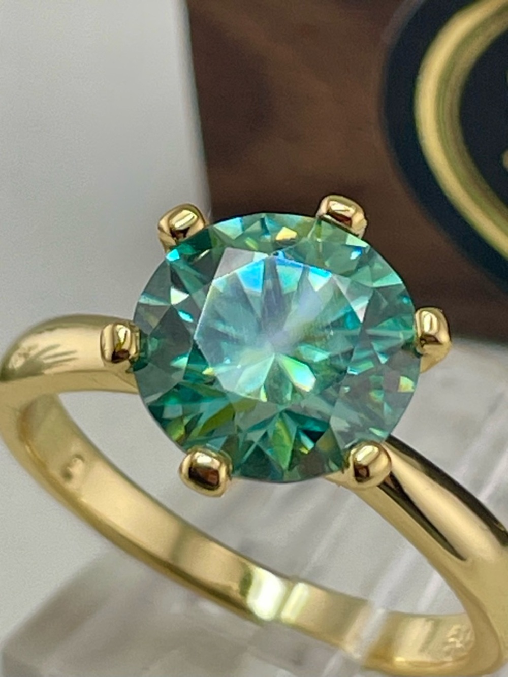 Sale‼️3ct Diamond Green Ring Band. Yellow Gold on 925. Size 5 6 7 8